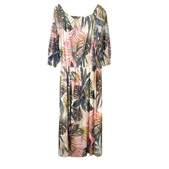 Fuzzi Jungle Mesh Print Off the Shoulder Midi Dress, EUC, Size Medium, MSRP $895 - Picture 2 of 10